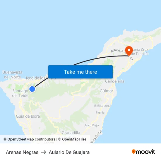 Arenas Negras to Aulario De Guajara map