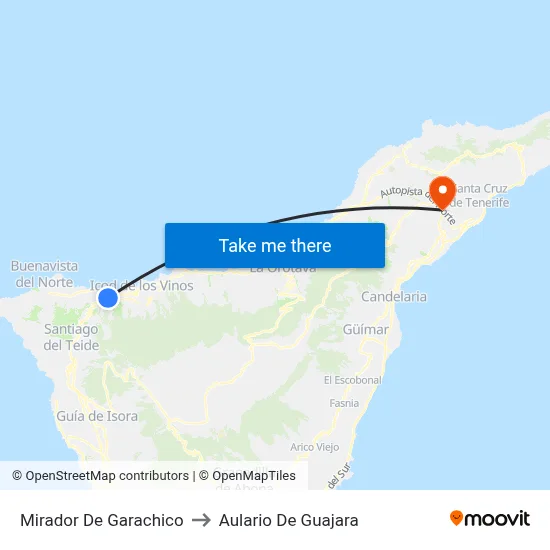Mirador De Garachico to Aulario De Guajara map