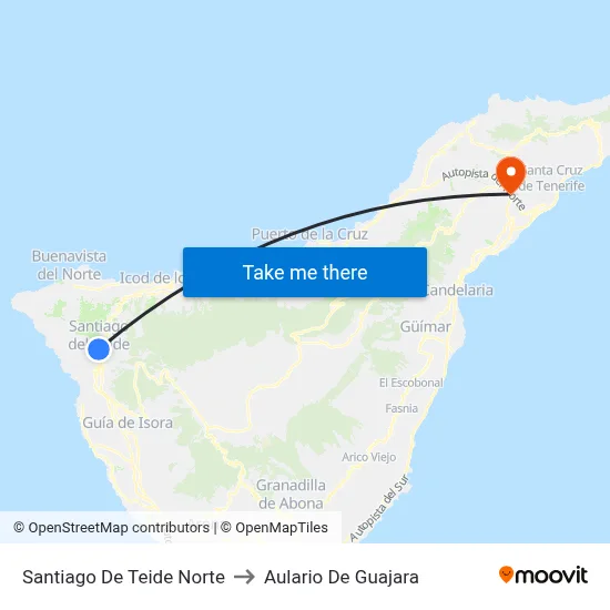 Santiago De Teide Norte to Aulario De Guajara map