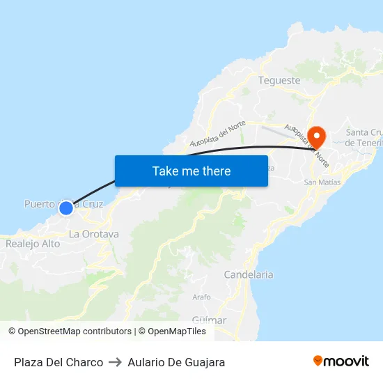 Plaza Del Charco to Aulario De Guajara map