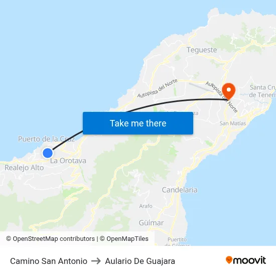 Camino  San Antonio to Aulario De Guajara map