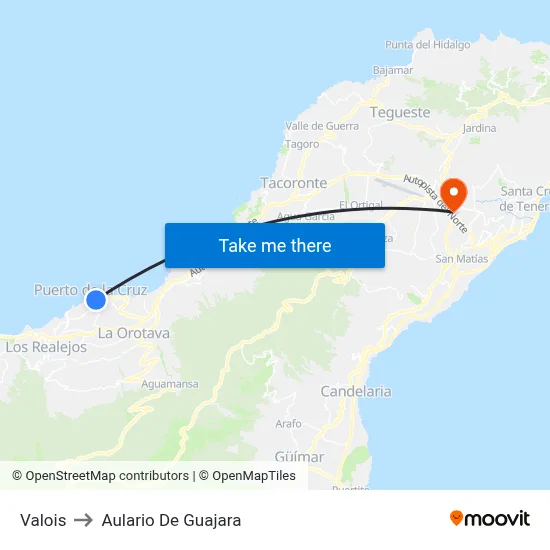 Valois to Aulario De Guajara map