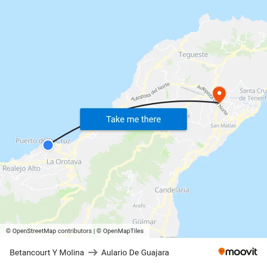 Betancourt Y Molina to Aulario De Guajara map