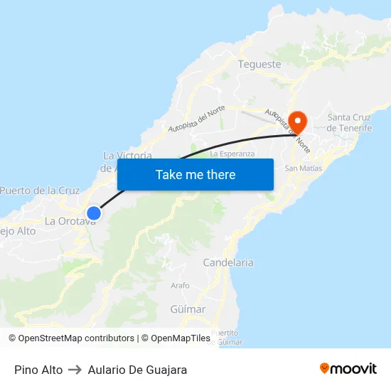 Pino Alto to Aulario De Guajara map