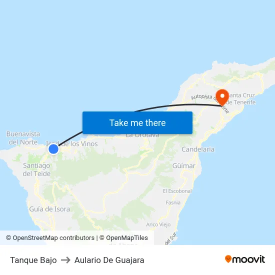 Tanque Bajo to Aulario De Guajara map