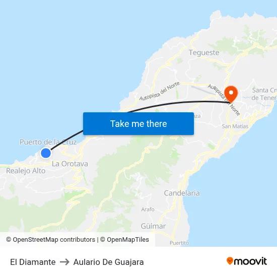 El Diamante to Aulario De Guajara map