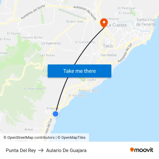 Punta Del Rey to Aulario De Guajara map
