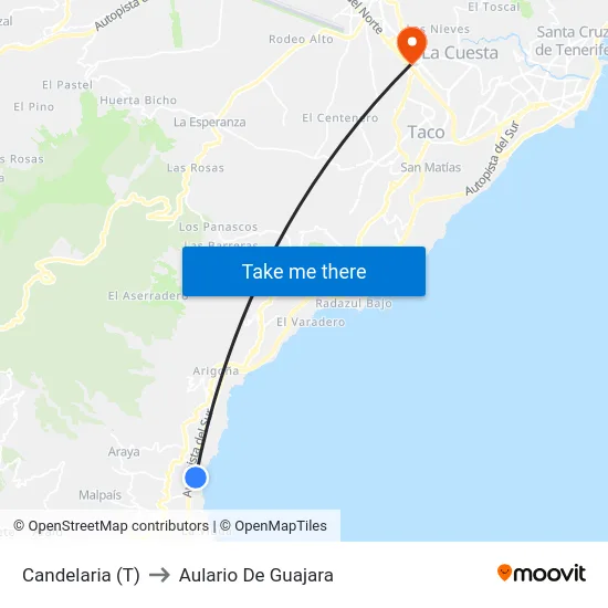 Candelaria (T) to Aulario De Guajara map