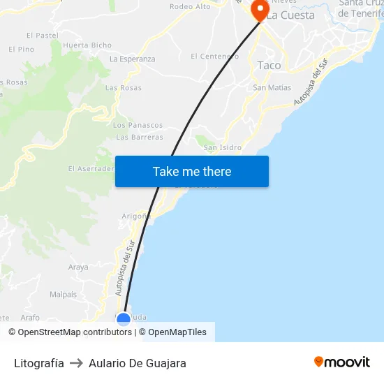 Litografía to Aulario De Guajara map