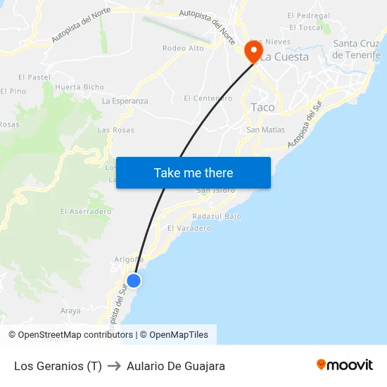 Los Geranios (T) to Aulario De Guajara map