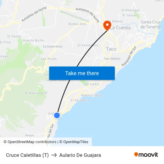 Cruce Caletillas (T) to Aulario De Guajara map
