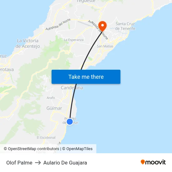 Olof Palme to Aulario De Guajara map