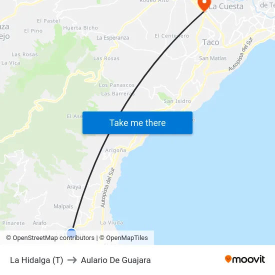 La Hidalga (T) to Aulario De Guajara map