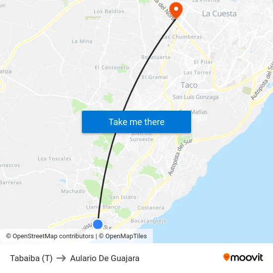Tabaiba (T) to Aulario De Guajara map