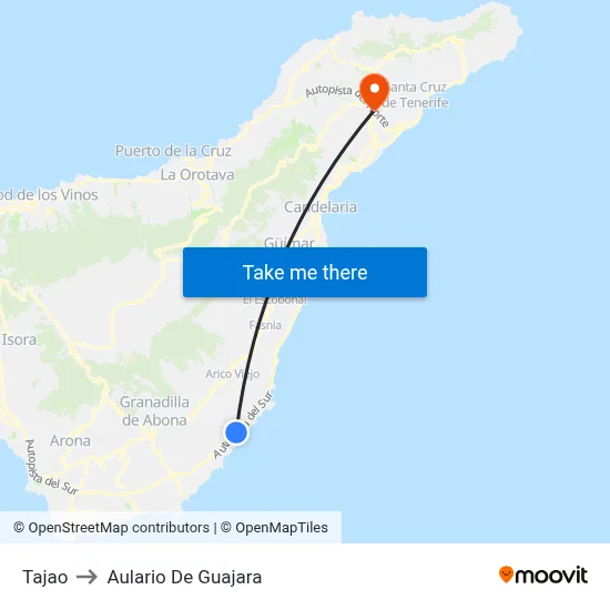 Tajao to Aulario De Guajara map