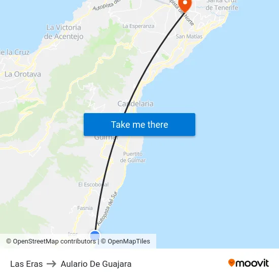 Las Eras to Aulario De Guajara map
