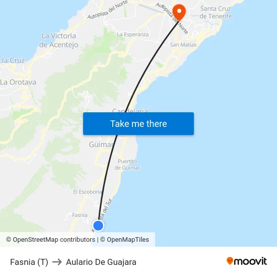 Fasnia (T) to Aulario De Guajara map
