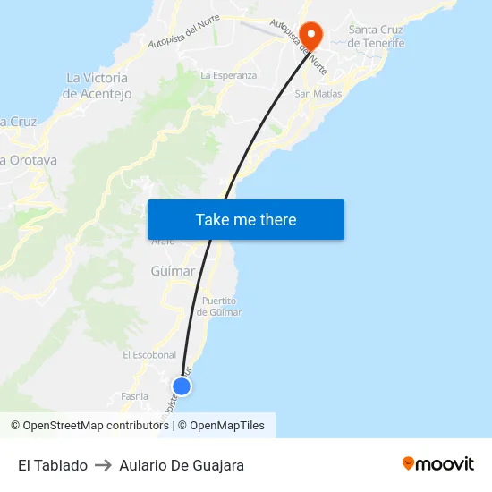 El Tablado to Aulario De Guajara map