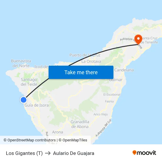 Los Gigantes (T) to Aulario De Guajara map