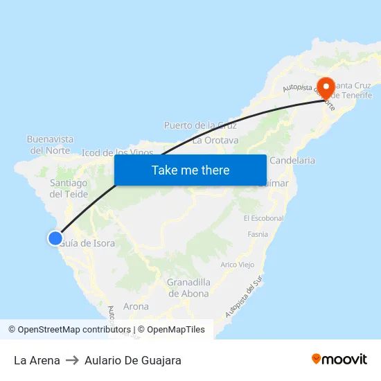 La Arena to Aulario De Guajara map