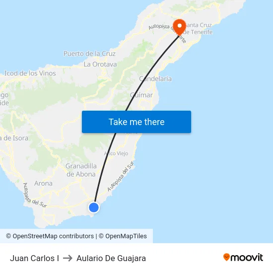 Juan Carlos I to Aulario De Guajara map