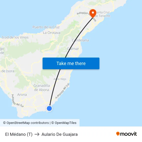 El Médano (T) to Aulario De Guajara map