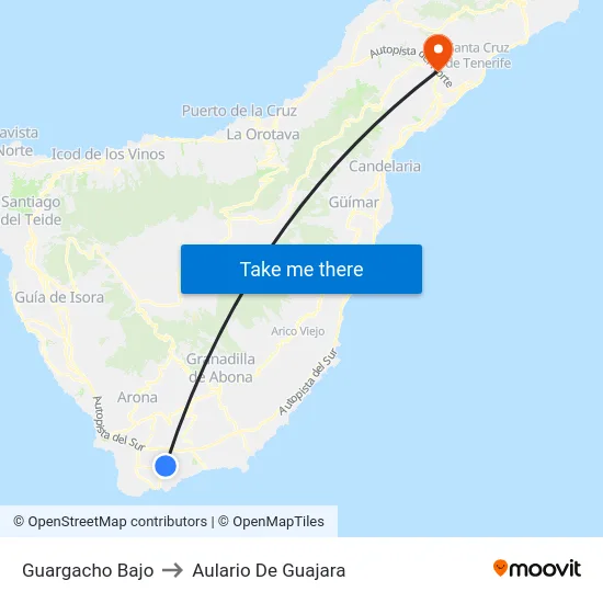 Guargacho Bajo to Aulario De Guajara map