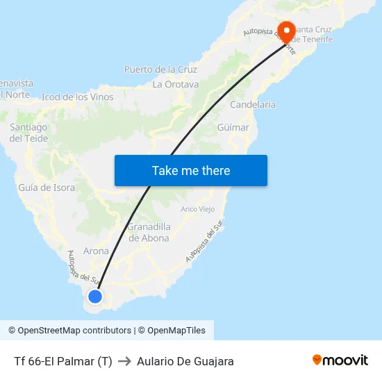 Tf 66-El Palmar (T) to Aulario De Guajara map