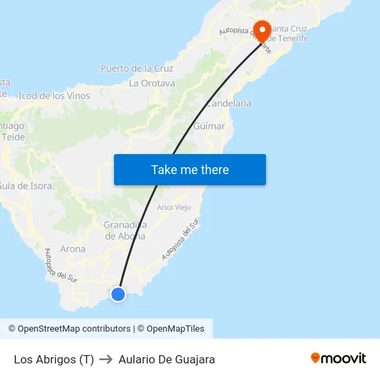 Los Abrigos (T) to Aulario De Guajara map