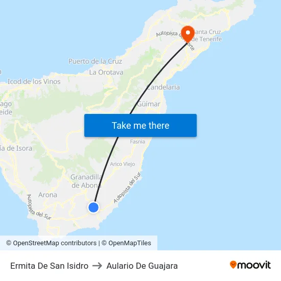 Ermita De San Isidro to Aulario De Guajara map