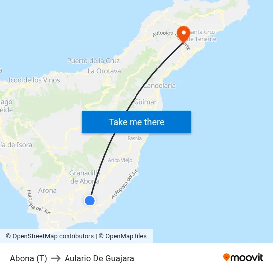 Abona (T) to Aulario De Guajara map