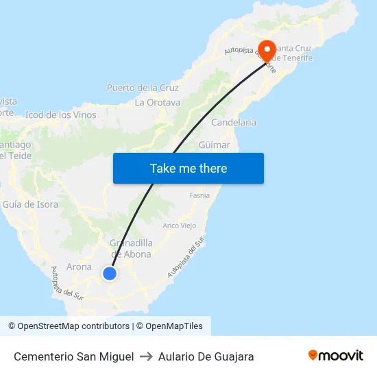 Cementerio San Miguel to Aulario De Guajara map