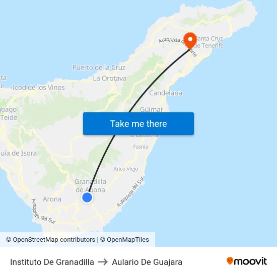 Instituto De Granadilla to Aulario De Guajara map