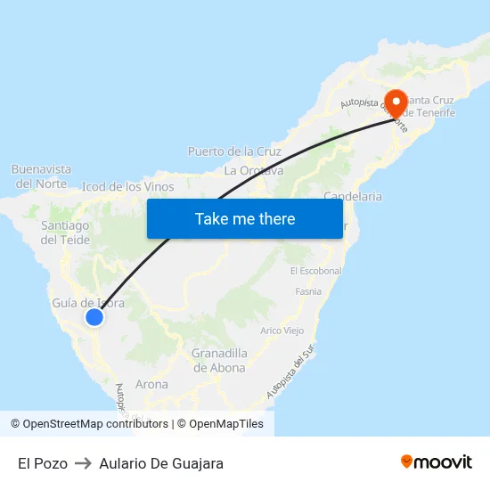 El Pozo to Aulario De Guajara map