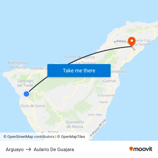 Arguayo to Aulario De Guajara map