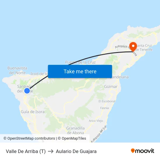 Valle De Arriba (T) to Aulario De Guajara map