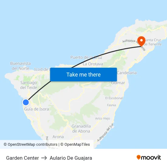 Garden Center to Aulario De Guajara map