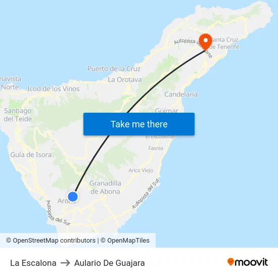 La Escalona to Aulario De Guajara map