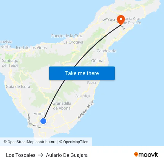 Los Toscales to Aulario De Guajara map