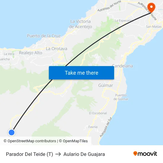 Parador Del Teide  (T) to Aulario De Guajara map