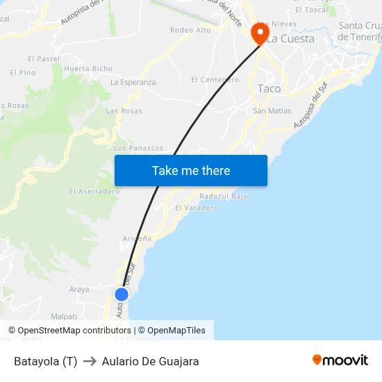 Batayola (T) to Aulario De Guajara map