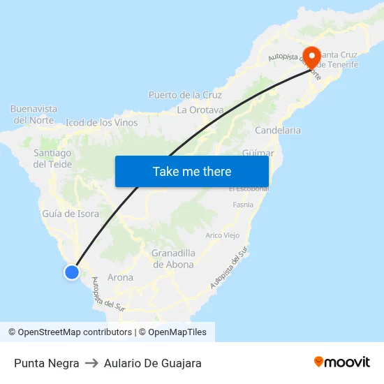 Punta Negra to Aulario De Guajara map