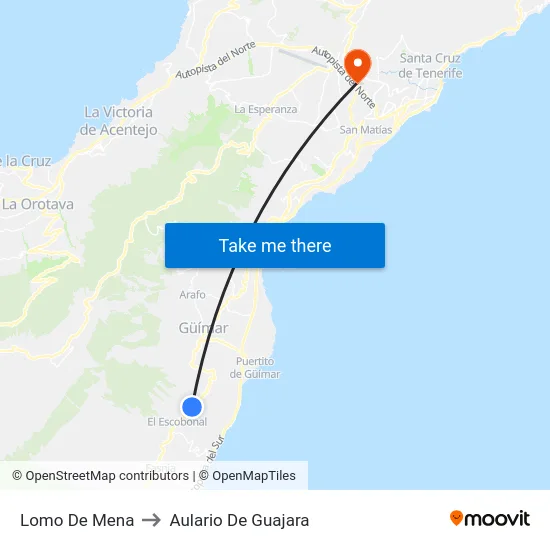 Lomo De Mena to Aulario De Guajara map