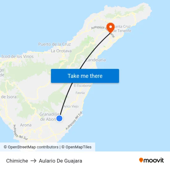 Chimiche to Aulario De Guajara map