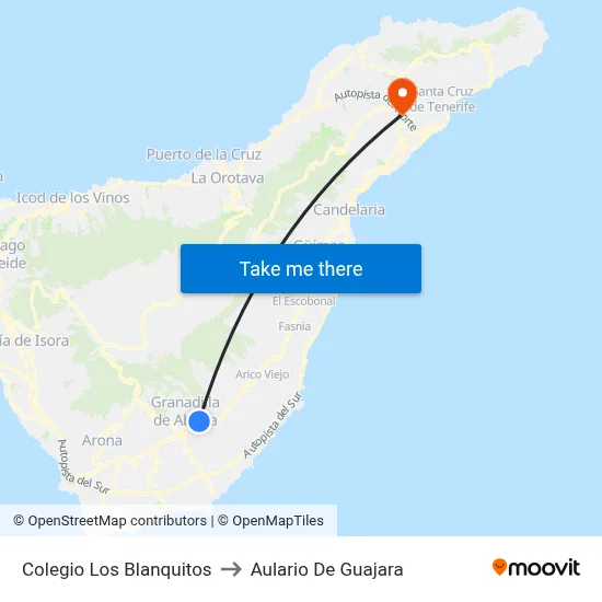 Colegio Los Blanquitos to Aulario De Guajara map