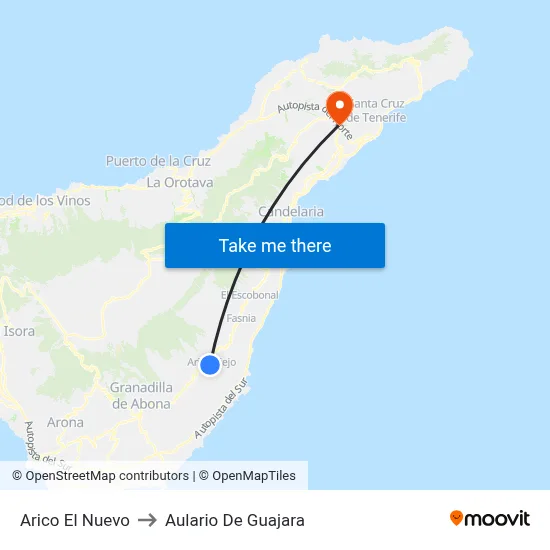 Arico El Nuevo to Aulario De Guajara map