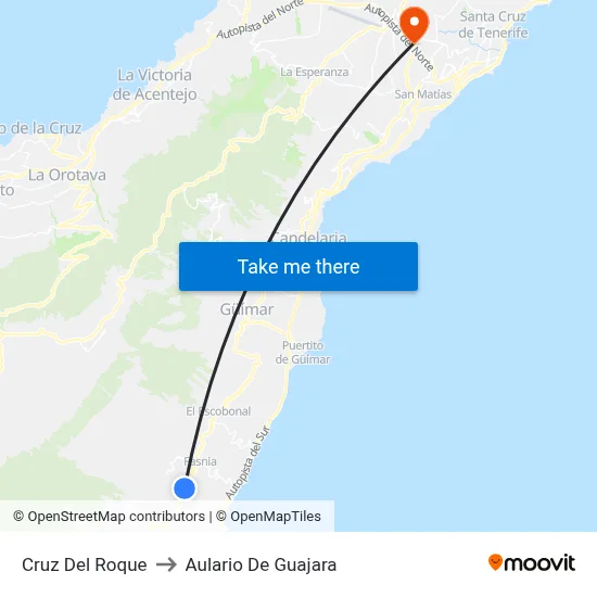 Cruz Del Roque to Aulario De Guajara map