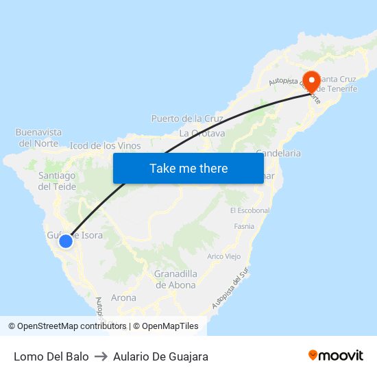 Lomo Del Balo to Aulario De Guajara map
