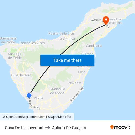 Casa De La Juventud to Aulario De Guajara map