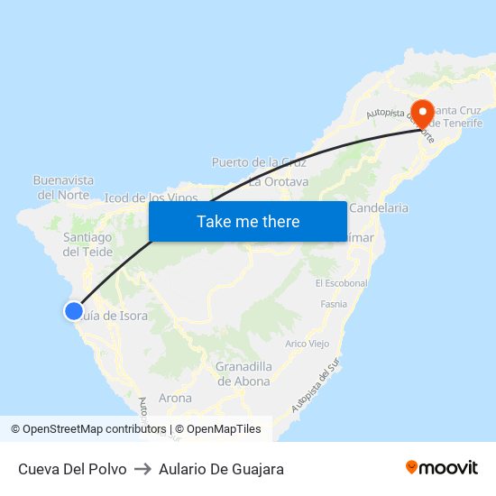 Cueva Del Polvo to Aulario De Guajara map